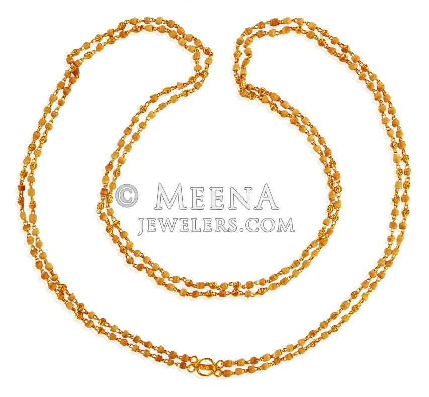 22Kt Gold White layered Tulsi Mala - ChLo21646 - 22K Gold Tulsi mala is beaded with two layers 
