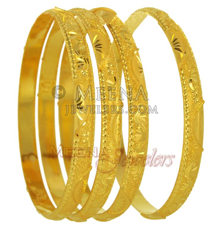 22Kt Gold Handmade Bangles bago1985 22 Kt Gold Bangles Set Of 4