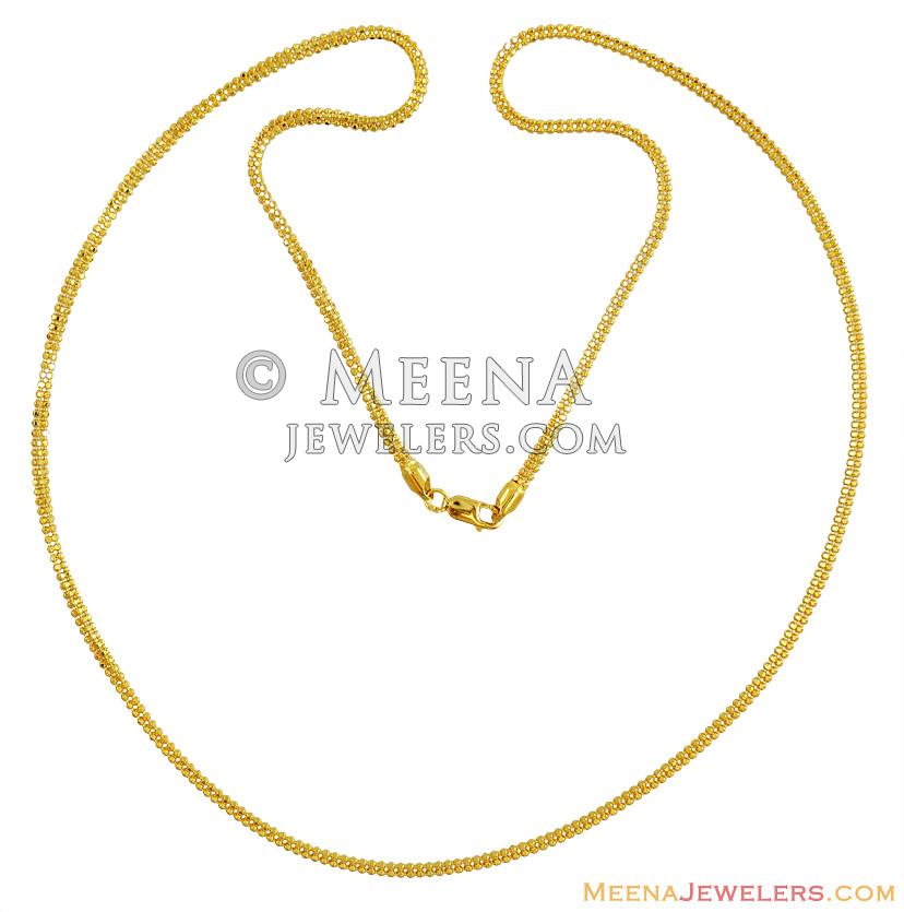 22K Gold Plain Solid Chain ChPl13907 22K Plain Gold Chain in shine