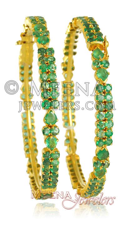 Emerald bangles in gold Outlet
