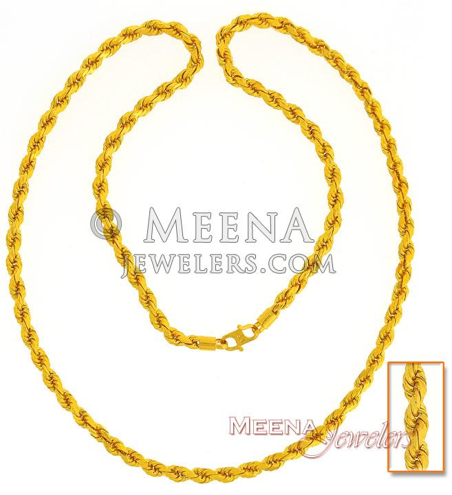 22K Gold Men's Rope Chain (26 Inch) ChMe2985 22K Gold Men's Rope Chain (antique style).