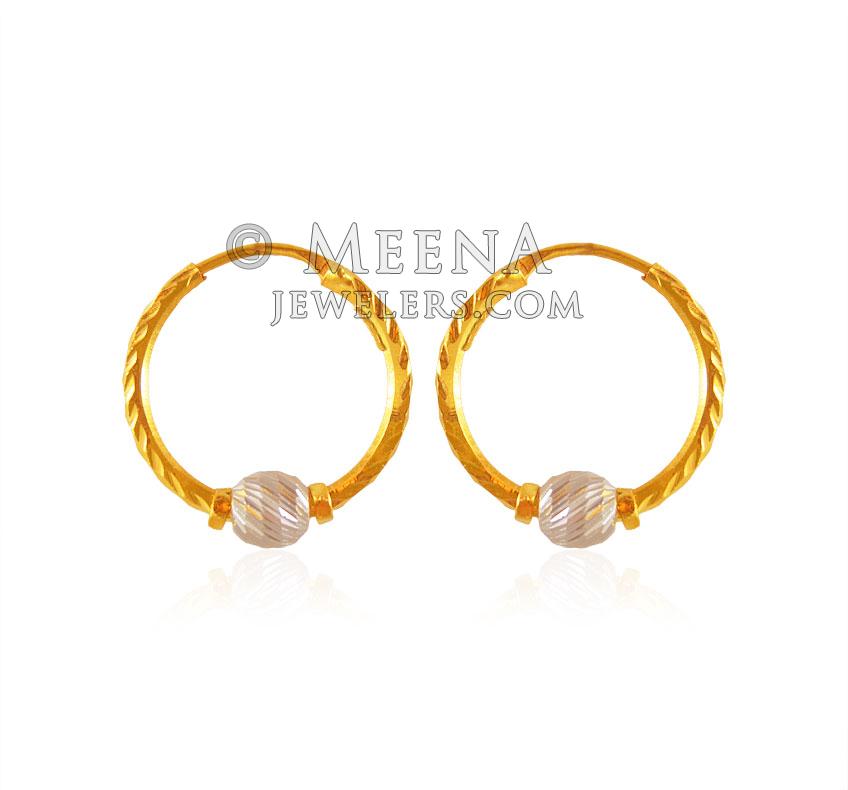 22Kt Gold Two Tone Bali for Girls ErHp22911 22Kt Gold Two Tone Baby