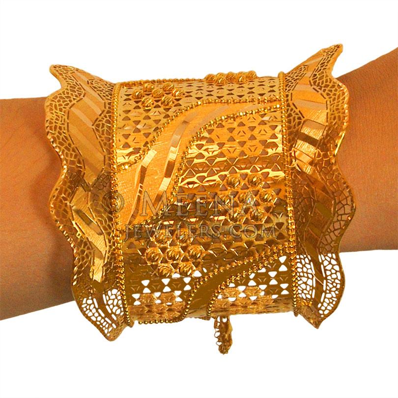 22K Gold Cuff Kada 1 Pc Only BaKa23367 22k Gold Designer Wide