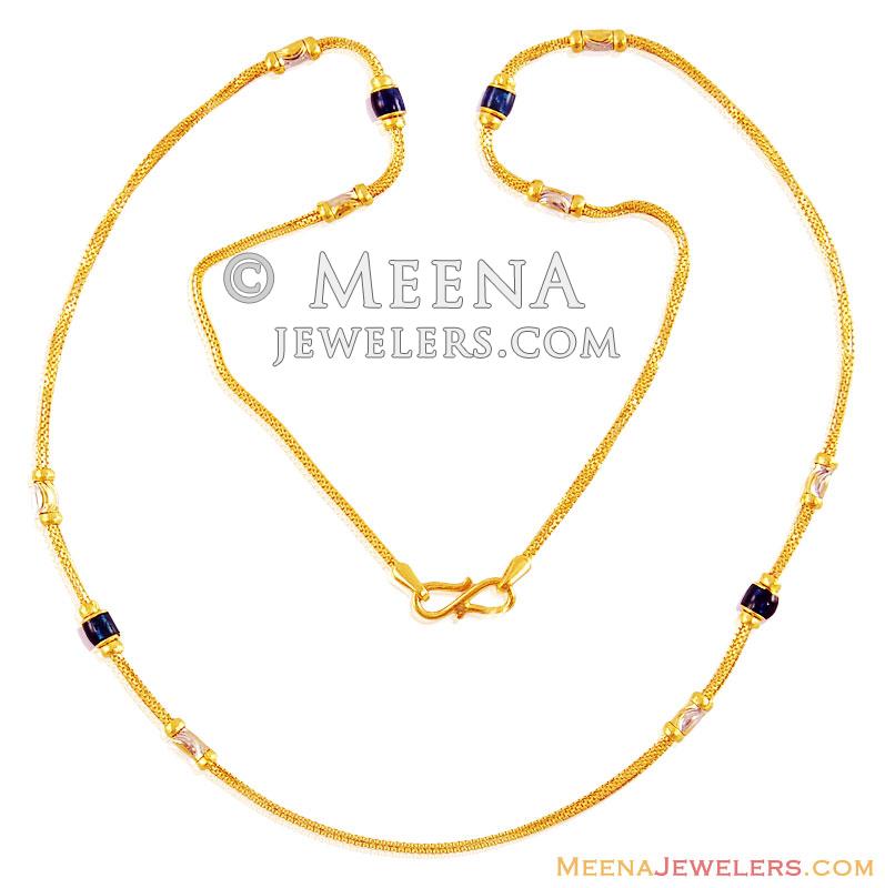 Designer 22K Meenakari Chain - ChFc16362 - 22K Gold solid Chain with