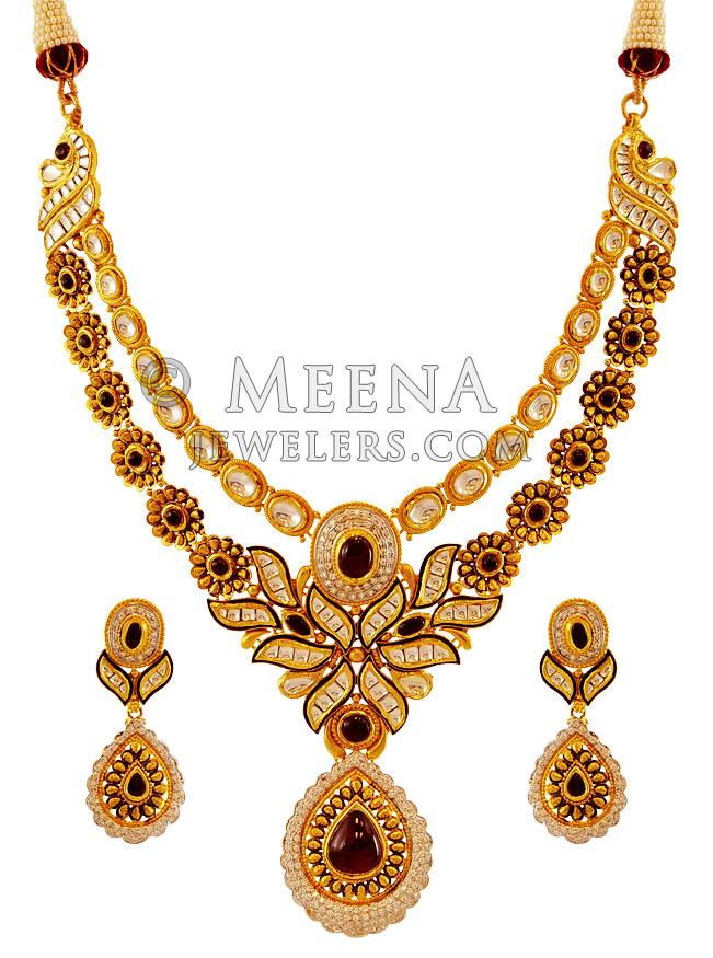 Elegant 22K Gold Kundan Set StAn17850 22Kt Gold