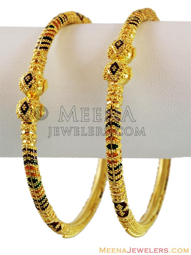 meenakari pair exclusive kadas 22k baka14333 22k gold exclusive gold kadas set of two meenakari pair exclusive kadas 22k baka14333 22k gold exclusive gold kadas set of two