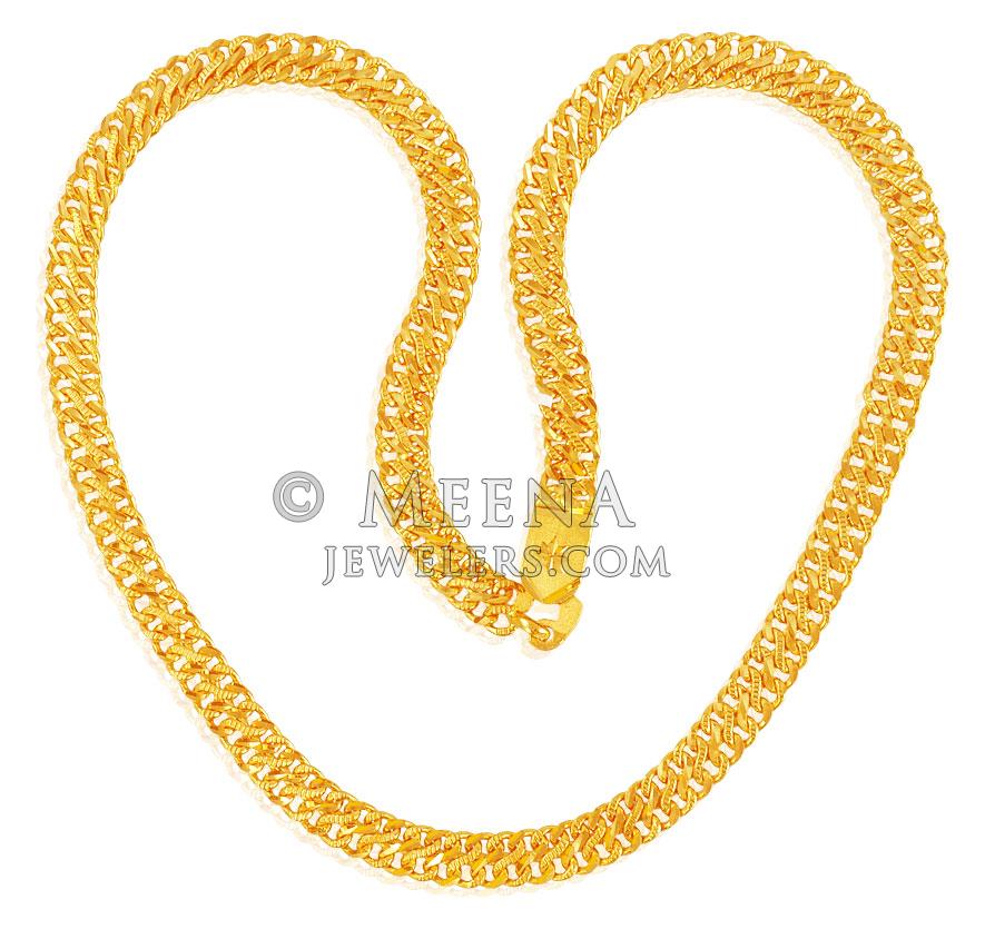 Heavy Gold Chain 22K ChPl17559 Stylish Flat chain in 22K Gold chain