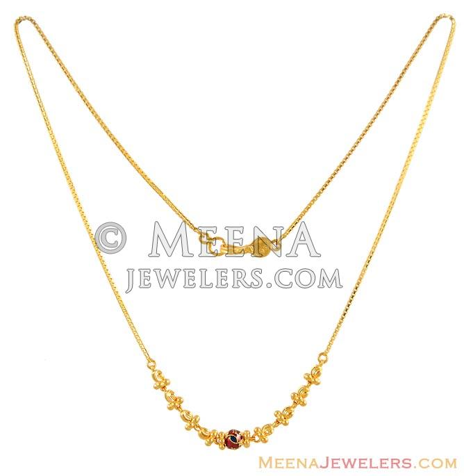 22Kt Gold Enamel Paint Chain ChFc6107 22Kt Gold Fancy Necklace