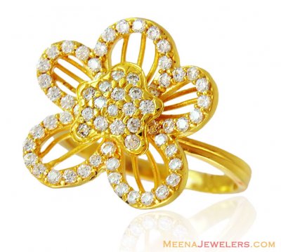 Signity Studded 22k Gold Ring ( Ladies Signity Rings )