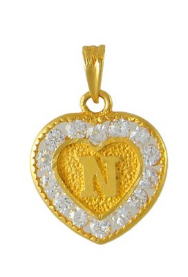 22Kt Gold Pendant with Initial (N) ( Initial Pendants )