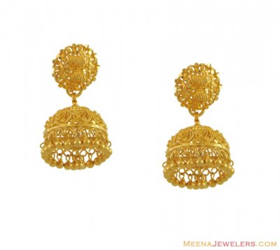 22K Gold Chandelier Earrings ( 22Kt Gold Fancy Earrings )