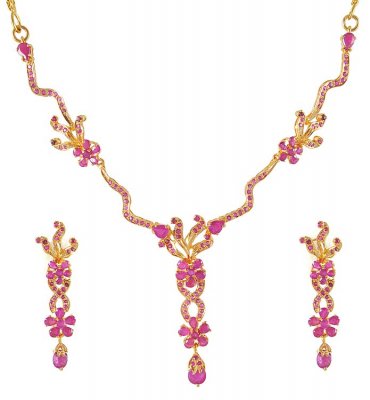 Ruby Necklace and Earrings Set ( Ruby Necklace Sets )
