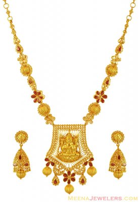 22K Gold Ruby Temple Jewelry ( Gold Designer Sets )