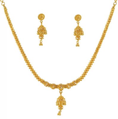 22K Yellow Gold Three Piece Necklace Set ( 22 Kt Gold Sets )