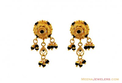 Meenakari Gold Earrings 22k ( 22 Kt Gold Tops )