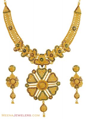 22K Indian Designer Necklace Set ( 22 Kt Gold Sets )