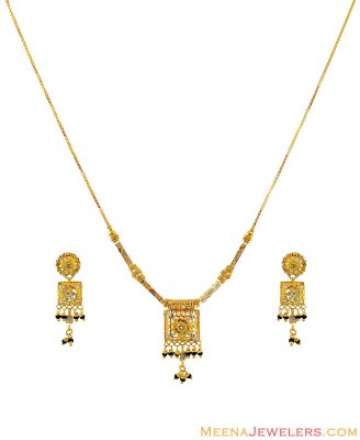 Gold Indian Two Tone Necklace Set ( Light Sets )