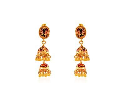 Layered Chandelier Gold Jhumka ( 22Kt Gold Fancy Earrings )