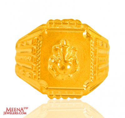 22 Kt solid Gold Ganesha Mens Ring ( Religious Rings )