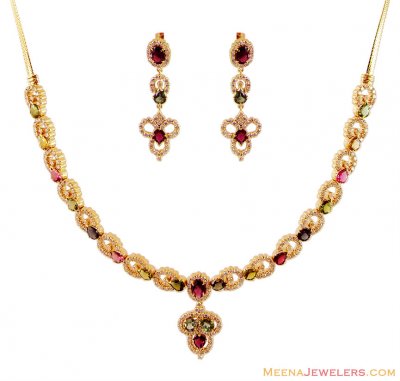 Tourmaline Diamond Necklace Set ( Diamond Necklace Sets )