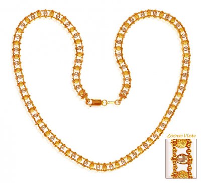 22K Gold Two Tone Balls Chain ( 22Kt Gold Fancy Chains )
