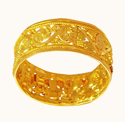 22k Gold Tricolor Filigree Band  ( Ladies Gold Ring )