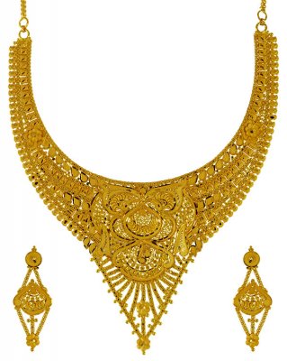 22k Gold Necklace and Earrings Set ( 22 Kt Gold Sets )