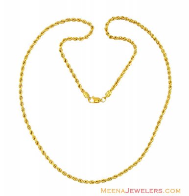 22K Hollow Rope Chain (20 Inch) ( Plain Gold Chains )