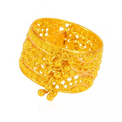 22k Yellow Gold Filigree Band  ( Ladies Gold Ring )
