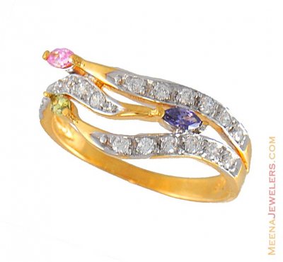 22Kt Ring With Color Cz ( Ladies Signity Rings )