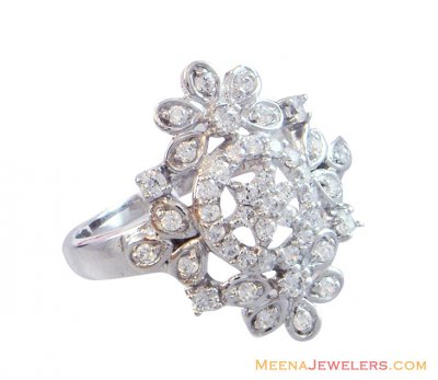 18K Designer Floral Ladies Ring ( Ladies White Gold Rings )