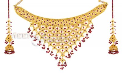 22 Kt Gold Bridal Choker Set ( Bridal Necklace Sets )