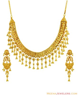 22K Fancy Filigree Necklace Set ( 22 Kt Gold Sets )