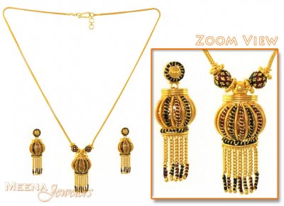 22K Gold MeenaKari Necklace Set ( Light Sets )