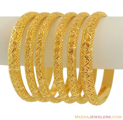 Gold Bangle Sets on Gold Bangles  Set Of 6    Bast7404   22k Gold Indian Bridal Bangles