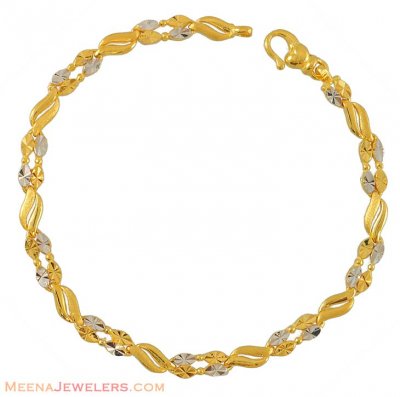 22k Gold Two Tone Bracelet ( Ladies Bracelets )