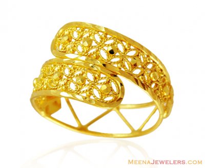 Fancy Diamond Cut Gold Ring 22k  ( Ladies Gold Ring )