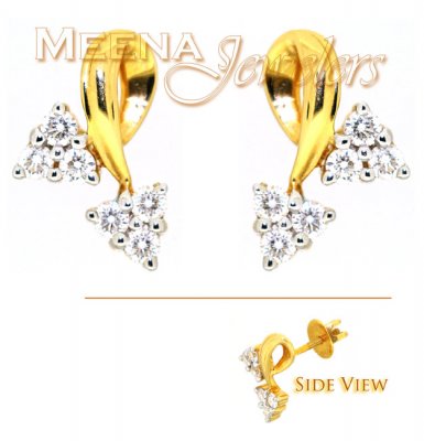 18Kt Gold Genuine Diamond Earrings ( Diamond Earrings )