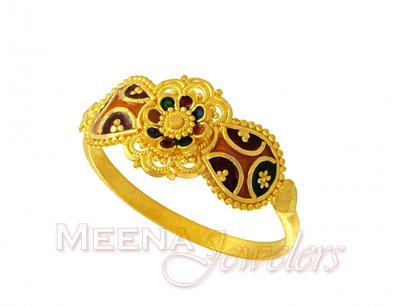 Enamel Paint Gold Ring ( Ladies Gold Ring )