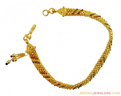 Wide Meena Filigree Bracelet 22k  ( Ladies Bracelets )