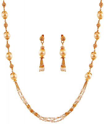 Layered Pearls Necklace Set ( Gold Designer Sets )