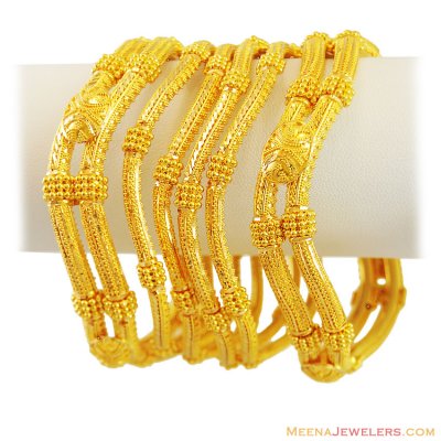 22k gold bangles Wavy design (set of 6) ( Set of Bangles )