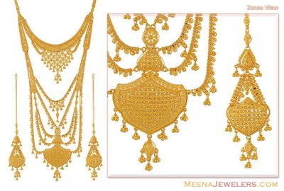 Indian Gold Bridal Jewelry on Indian Bridal Necklace Set    Stbr6348   22k Gold Bridal Necklace