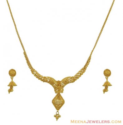 Indian Necklace Set (22Karat Gold) ( Light Sets )