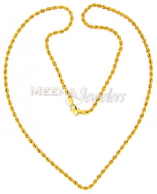 22 Kt Gold Chain (Hollow Rope) ( Plain Gold Chains )