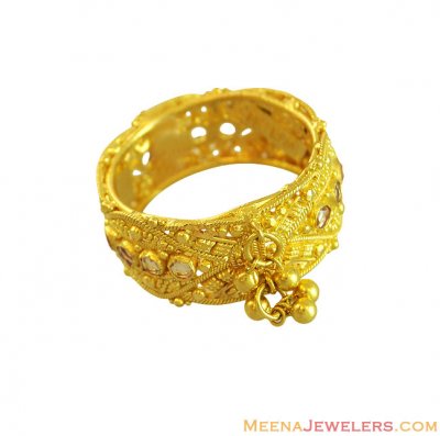 22K Fancy Ladies Gold Wide Band ( Ladies Gold Ring )