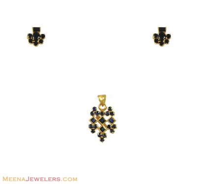 22k Sapphire Pendant Set ( Precious Stone Pendant Sets )