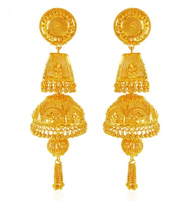 22K Gold Jhumki Earrings ( Exquisite Earrings )