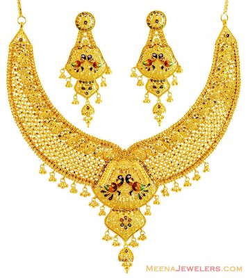 Traditional Peacock 22k Gold Set  ( Bridal Necklace Sets )