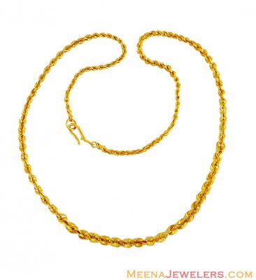 22K Gold Ladies Fancy Rope Chain ( Plain Gold Chains )